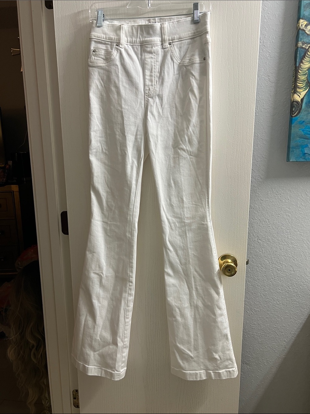 SPANX White High-Rise Flare Jeans